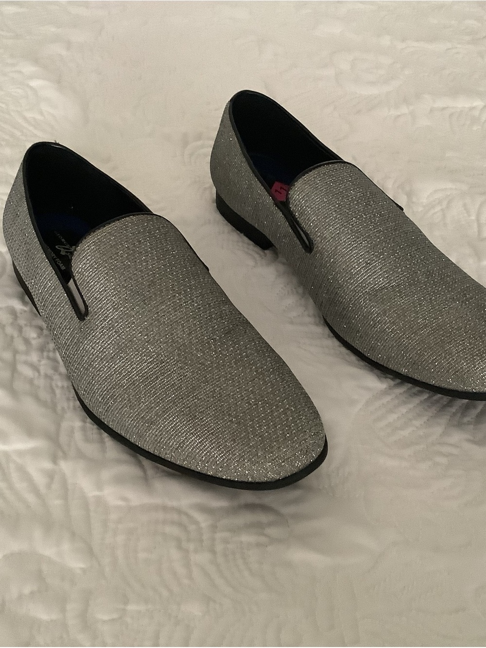 Giorgio Brutini Silver Glitter Slip-On Loafers